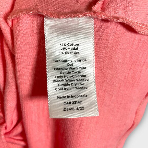 T by Talbots T-shirt LARGE Knot Front Coral Yoga Workout Activewear NEW - Picture 6 of 7